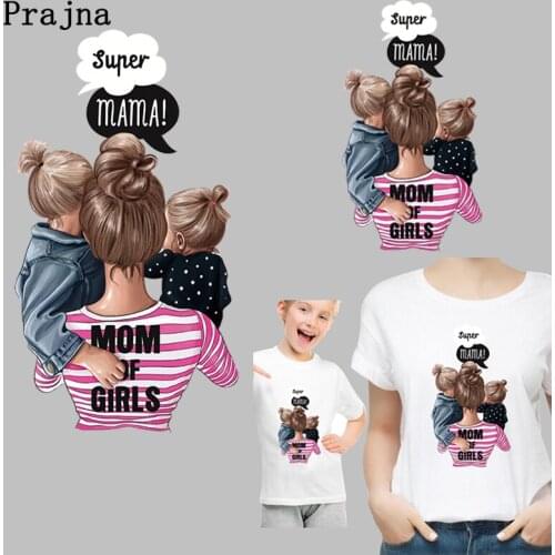 Prajna Mom Girl Patches Iron-On Transfers For Clothing Women Baby T-shirt Hoodies Thermal Sticker On Clothes Decoration Applique