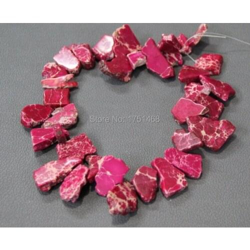 Natural Pink Rose Imperial Sea Sediment stone Slice AAA Quality Top Drilled Slab Beads Accessories Jewelry for Fashion Ladies