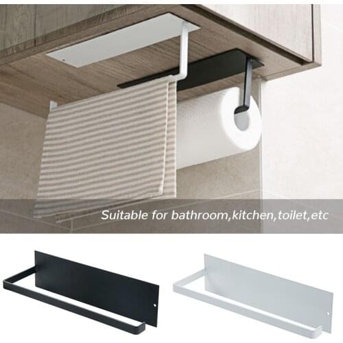 Non perforated Paper Towel Holder Toilet Paper Hanger Roll Paper Film Storage Rack Wall Hanging Shelf Bathroom Organizer Shelf