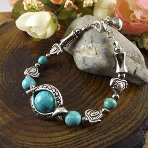 New Retro Metal Ladies Bracelet, Ethnic Style Bracelet, Personality Stone Resin Butterfly Bracelet, Temperament Jewelry