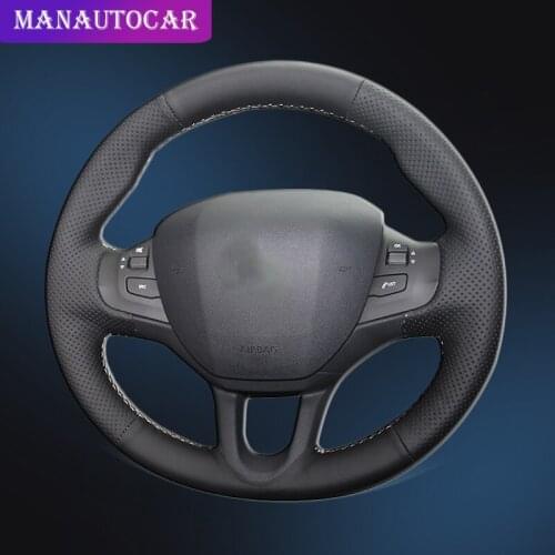 Car Braid On The Steering Wheel Cover for Peugeot 208 Peugeot 2008 Hand-stitched DIY Car-styling Auto Steering Wheel Covers