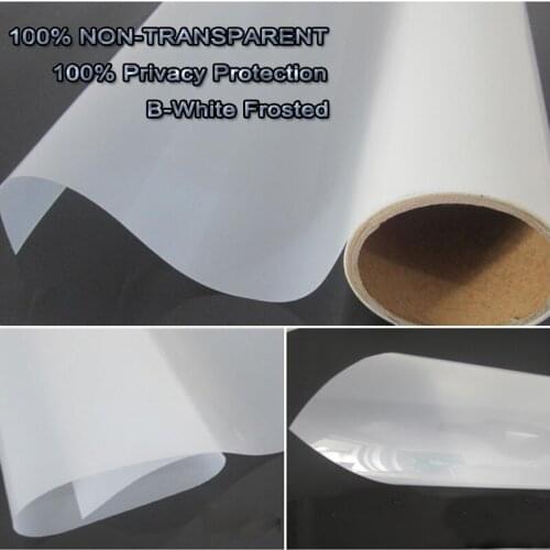 SUNICE White Frosted Window Film Privacy Etched Frosting Glass Sticky Back Plastic Tint B-White Frosted 1.52mx30m/5ftx100ft