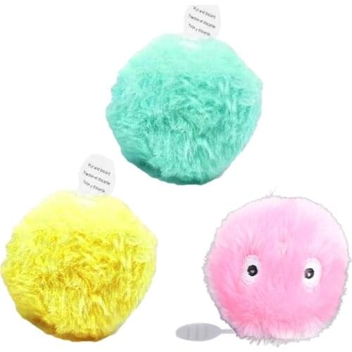 Lifelike Animal Chirping Sounds Furry Ball Cat Kitten Toy Interactive Kicker Bite Resistant Kitty Molar Toys Pompon Plush Ball