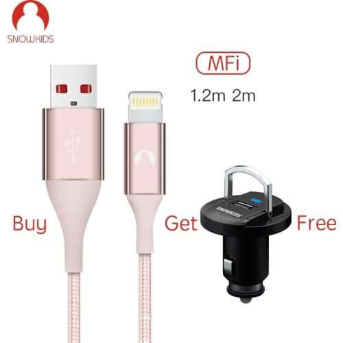 Snowkids MFi Certified Cable for iPhone 11 X 8 7 6 5 XR XsMax for Lightning to USB (Buy Cable Get Car Charger Free) Lady Cable