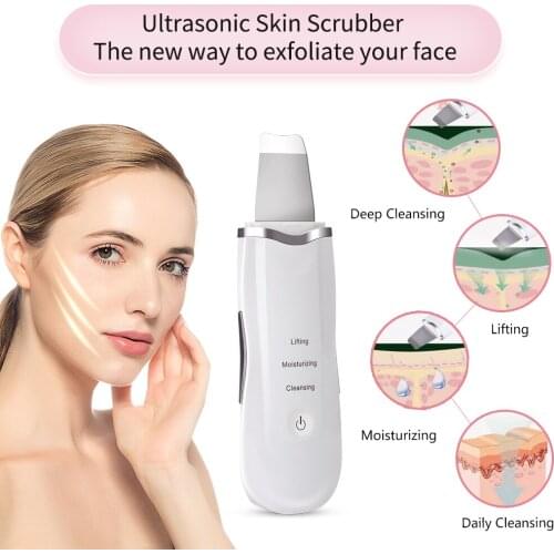 Ultrasonic Skin Scrubber Deep Cleaning Face Scrubber Vibrating Facial Cleansing Skin Spatula Peeling Beauty Instrument Device
