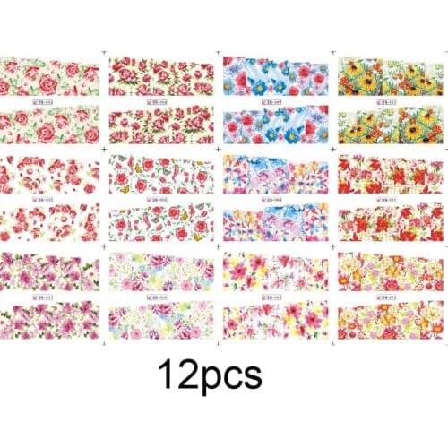 On sale !! 1 Lot =20sheets 12 in one sheet New Style Nail Art Water Sticker Colorful flowers and plants in 2016 for BN001-012