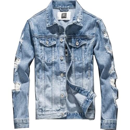 Spring Mens Jean Jacket Slim Men Fits Denim Jeans Solid Male Jean Coats Men Cowboy Fashion Brand Clothing