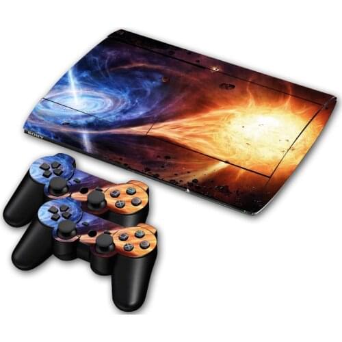 For PS3 Surper slim 4000 Console Vinyl Skin Sticker Cover+2pcs Controller For Sony PS 3 super slim 4000 Controller Decal