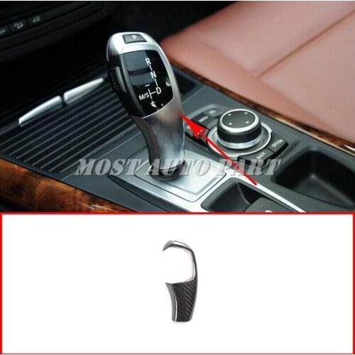 Carbon Fiber Interior Gear Shift Knob Head Trim For BMW 5 Series F10 E60 E61 2008-2010 1pcs LHD Car Decoration Car Trim