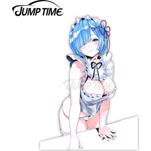 Jump Time 13 x 7.8cm For Re Zero Kara HajimeruIsekai Seikatsu Rem Car Stickers Sunscreen Vinyl JDM Waterproof Anime RV VAN Decal