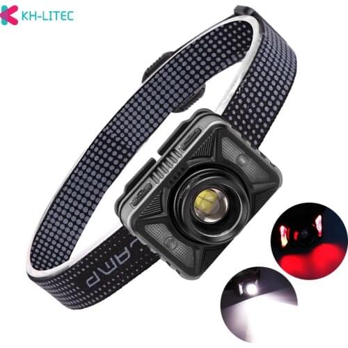 XHP50 Sensor Led Headlamp Zoom Waterproof Headlight Head Lamp Light Built in Battery Running Fishing Camping Hunting Light Lamp
