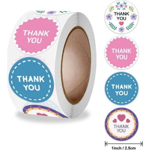 Colorful Thank You Stickers 500pcs Seal Labels for Home Homemade Seal Wedding Birthday Thanksgiving Christmas Party Decoration