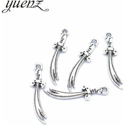YuenZ 50 pcs Antique Silver color Knife Charms Pendants for Jewelry Making Necklace Bracelet Accessories Findings 25*6mm M41