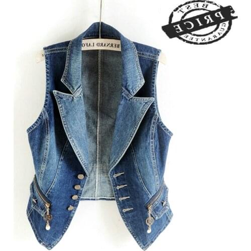 Waistcoat Womens Sleeveless 2021 New Fashion Spring-autumn Denim Vest Jeans Female Casual Vests Lady Tops Clothes LWLaaa