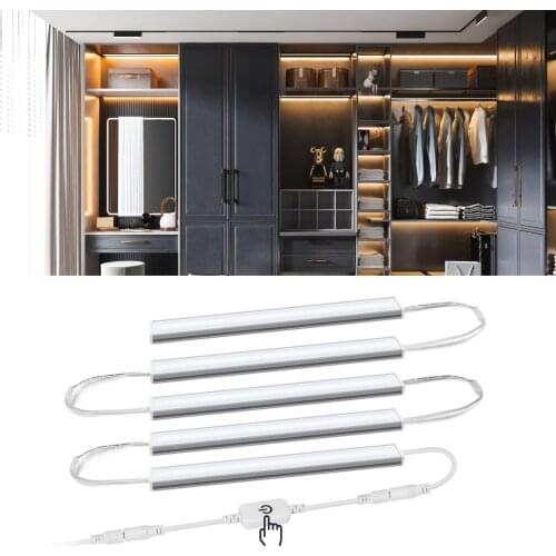 1-5 Pcs Under Cabinet Light Led Lamp Wardrobe Bed Light Kitchen Touch Sensor Stairs Dimmable Lighting