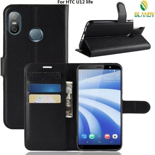 10pcs/lot For HTC U11 life Lychee Wallet Leather Case Stand With Card Holder For HTC U12 life U11 Plus EYES