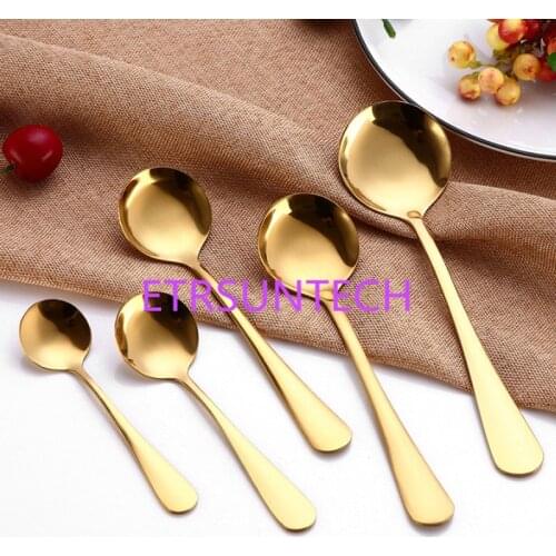 100pcs/lot Golden Tea Spoon Stainless Steel Mini Gold Coffee Spoon For Milk Tea Small Dinnerware Tableware Kitchen Dining Tools