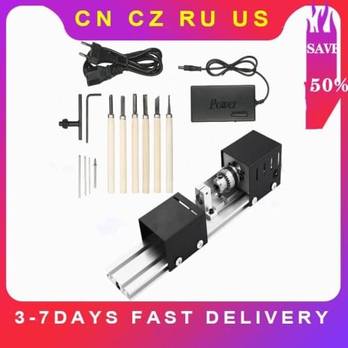 12-24VDC Mini Wood Lathe Machine DIY Woodworking Miniature Buddha Pearl Lathe Grinding Polishing Beads Wood Drill Rotary Tool