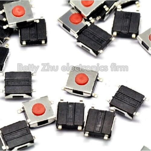 200PCS/LOT 6 * 6 * 2.5MM SMD Tact Switch 4 feet waterproof copper red head