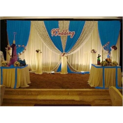 3M*6M White color ice silk Wedding Backdrop Curtains Silver Sequins drapes Wedding Props Satin Drape curtain party decoration