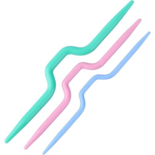 3pcs Plastic Twist Curved Needles Scarf Sweater Knitting DIY Weaving Tool