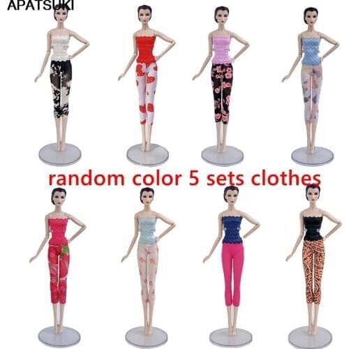 5sets/lot Random Fashion Doll Clothes For Barbie Doll Lace Top & Shorts Legging Outfits For Barbie Dolls 1/6 Doll Accessories