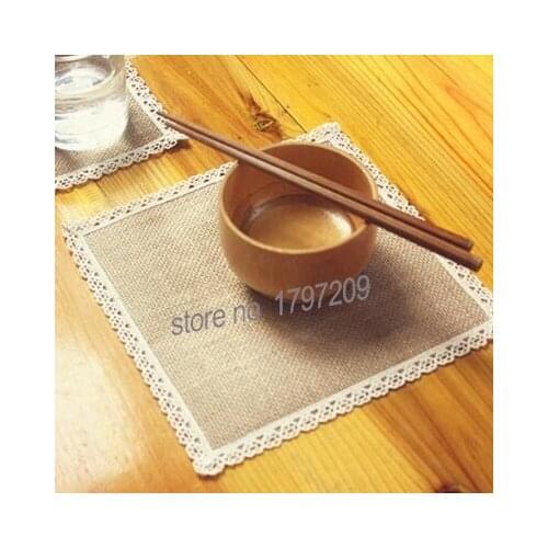 8pcs burlap Placemat dining table mat jute coasters rustic wedding decor decoracion vintage wedding decoration