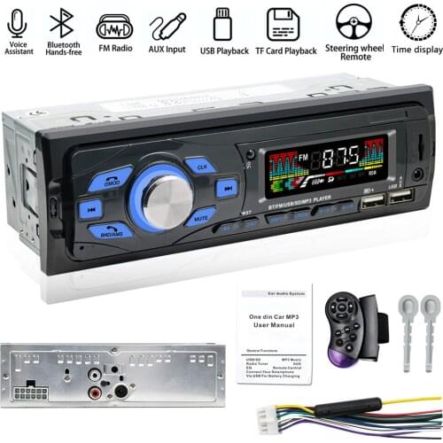 1 Din Car Radio Stereo Player Hands Free Call AUX-IN MP3 Player 12V Car FM Radio Receiver Auto Steering Wheel Remote