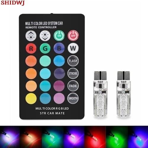Car RGB LED 12V T10 LED RGB T10/192/W5W Remote Controller Reading Wedge Light Signal Lamp 2Pcs/lot