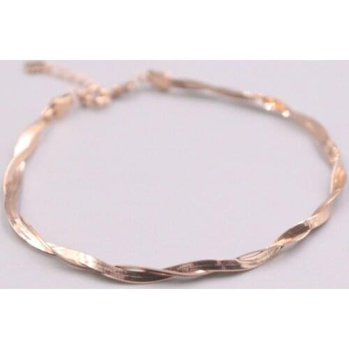 Pure 18K Rose Gold Bracelet Double Strand Twisted Rope Blade Snake Chain Adjustable Bracelet Woman Lucky Gift 3g