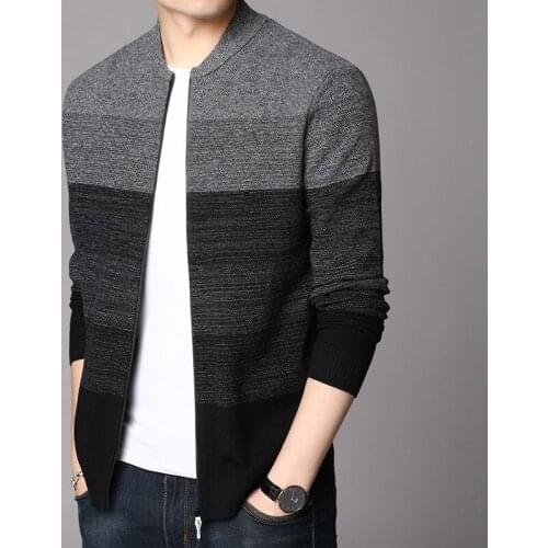 Brand Cardigan Men Fashion Casual Zipper Coat Cardigans Autumn Winter High Quality Thick Warm Wool Knitwear Stand Collar Sweater