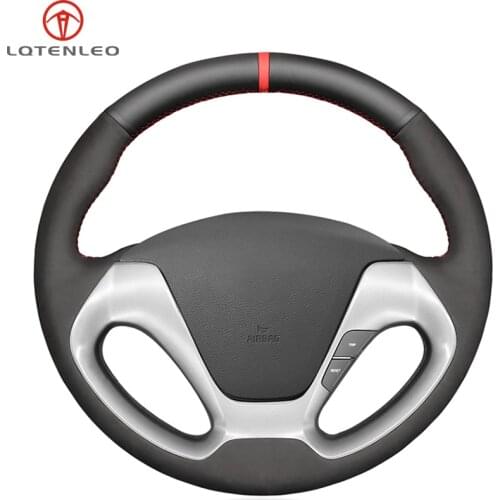 LQTENLEO Black Suede Leather Steering Wheel Cover For Kia K3 2012-2018 Ceed Cee'd Cerato 2012-2018 Forte Koup Forte5 2013-2018