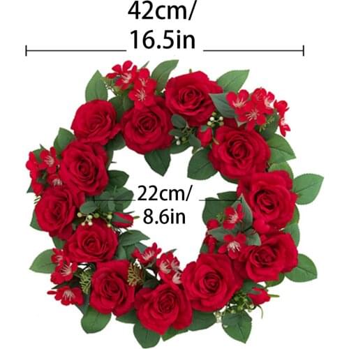 Flowers Decor Rose Simulation Wreath Semi-handmade Handmade Crafts Wall Hanging Decorationgs Rattan Vintage Front Door Wreathes