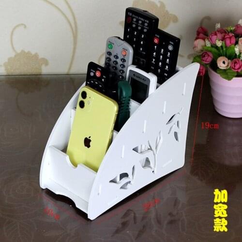 Wooden Storage Box Multifunctional Desk Organizer Box Black Solid Color Simple Style Home Office Remote Control Storage