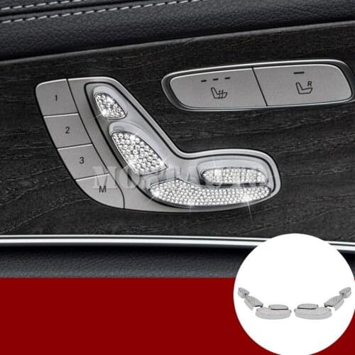 For Benz GLC X205 X253 Rhinestone Style Seat Adjust Button Trim Cover 2015-2018 8pcs Car Accessories Interior Car Decor Car Trim
