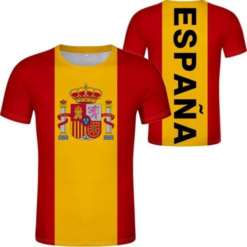 SPAIN male youth custom made name number esp boy t shirt nation flag es spanish country college print photo logo text clothing