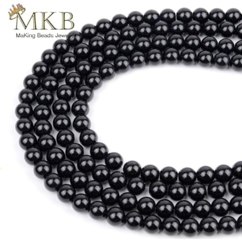 Natural Stone Smooth Black Agates Onys Round Beads For Jewelry Making 4 6 8 10 12mm Gem Spacer Beads Diy Bracelet Wholesale