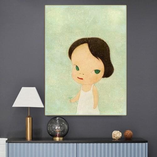Holover Yoshitomo Nara"Lonely little girl"Canvas Art Oil Painting Japanese Manga Unframed Cartoon Wall Art Home Decor Aesthetic