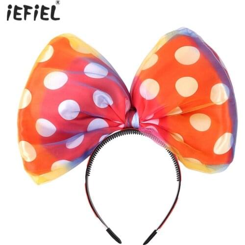 IEFiEL Women Kids Girls 3D Big Polka Dots Bowknot Headband Hairband Hair Hoop Huge Bow Costume Accessories Party Props