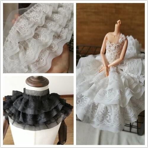 3Meters 11cm Ruffle Lace Trim Bubble Skirt Pleated Mesh Lace Ribbon Pleated Lace Fabric Accessories Tutu Lace Wedding Decortion