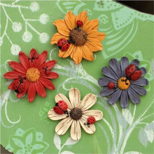 Chrysanthemum Fridge Sticker Sun Flower Decoration Sticker Daisy Memo Resin Crafts Kitchen Home Decoration Accessories