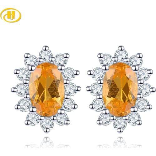 Natural Spasstite Garnet Sterling Silver Stud Earring 0.9 Carat Orange Garnet Flower Design Claissc Elegant Style S925 Jewelry
