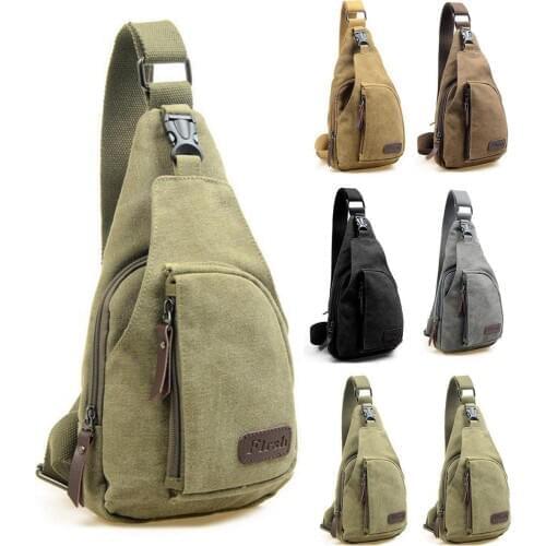 New Men Handbag Vintage Canvas Leather Crossbody Bag Satchel Shoulder Bag Sling Chest Pack Bag