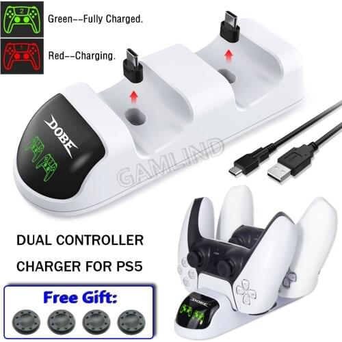 2021 Newest PS5 Dual Controller Fast Charging Dock Station&LED Light Handle Charger Stand for Sony Playstation PS5 Accessories