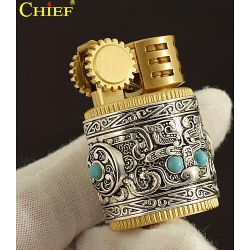 New Metal Grinding Wheel Kerosene Lighter Compact Convenient Fuel Engine Creative Retro Old Style Nostalgic Smoking Accessories