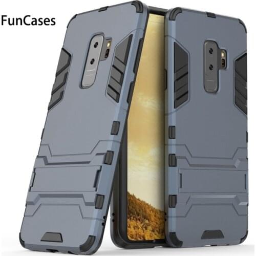 PC Anti-knock Armor Case For Samsung Galaxy S6 S7 S8 S9 edge Plus Case Shockproof Robot Silicone Rubber Hard Kickstand Cover