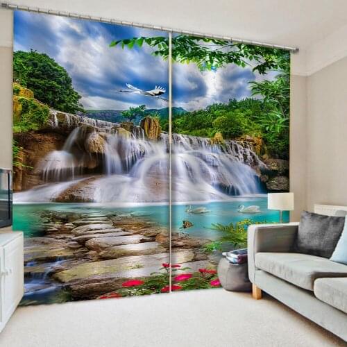 Luxury Blackout 3D Window Curtains For Living Room Bedroom Nature scenery waterfall curtains 3d curtains