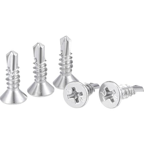 Uxcell Phillips Head Self Drilling Screws, #8 x 12mm 410 Stainless Steel Full Thread Sheet Metal Screw 100pcs