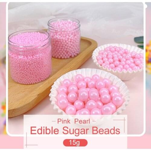 15g Edible Pink Beads Pearl Sugar Ball Fondant DIY Cake Baking Sprinkles Pink Ball Wedding Cake Decoration Free Shipping