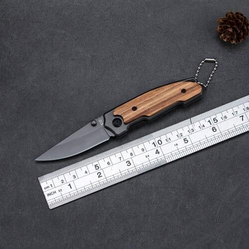 5.91'' Folding Pocket Knife Survival Outdoor Tactical Knife Wood Handle Self-defense Camping Hunting Knives EDC Multi Tools